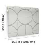 Sun Circles Fog & Silver Geometric Metallic Non Woven Wallpaper - York MD7205