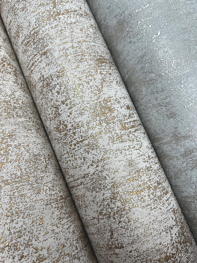 Shimmering Patina Neutral & Gold Textured Metallic Wallpaper - York MD7211
