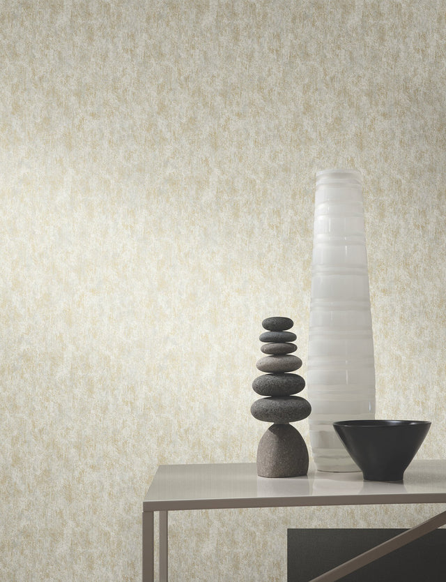 Shimmering Patina Neutral & Gold Textured Metallic Wallpaper - York MD7211