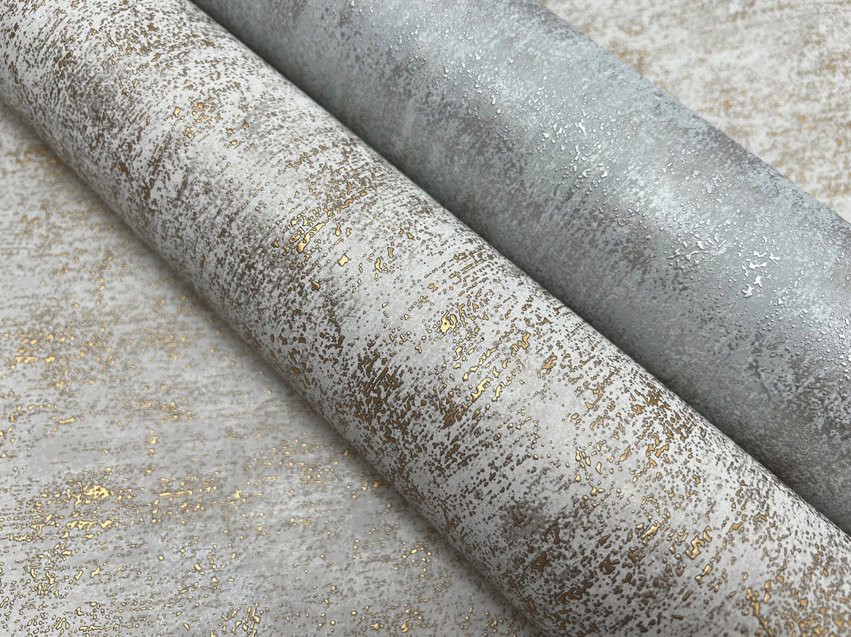 Shimmering Patina Spa & Silver Wallpaper with Metallic Textured Motif - York MD7212
