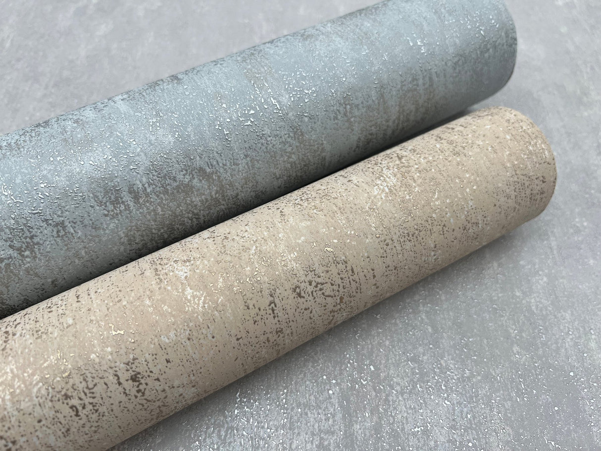 Shimmering Patina Spa & Silver Wallpaper with Metallic Textured Motif - York MD7212