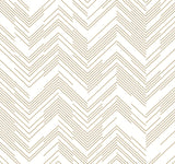 Polished Chevron White & Gold Wallpaper with Metallic Modern Geometric Chevron - York MD7222