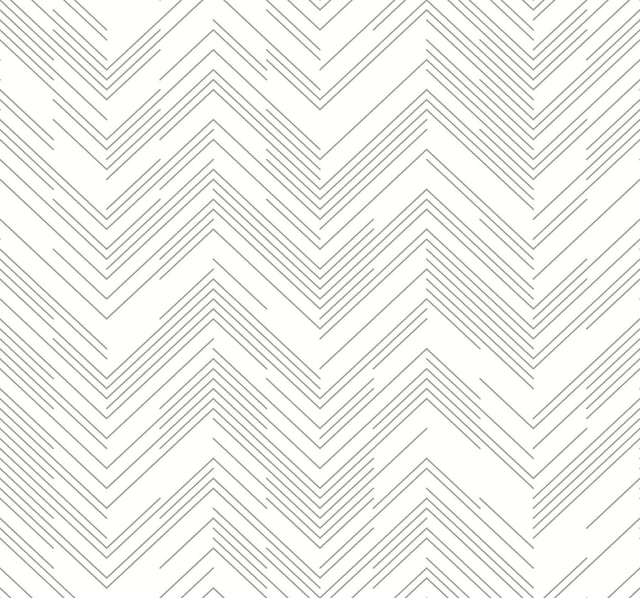 Polished Chevron White & Silver Wallpaper with Metallic Geometric Chevron - York MD7223