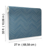 Polished Chevron Blue & Silver Wallpaper with Metallic Geometric Chevron - York MD7224