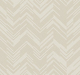 Polished Chevron Cream & Gold Wallpaper with Metallic Chevron Pattern - York MD7225