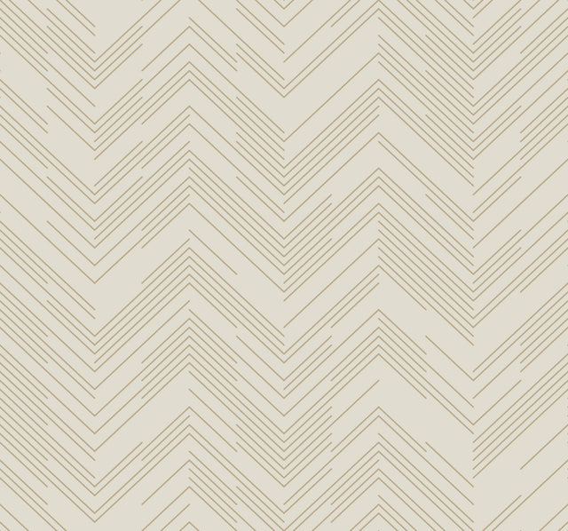 Polished Chevron Cream & Gold Wallpaper with Metallic Chevron Pattern - York MD7225
