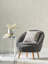 Polished Chevron Cream & Gold Wallpaper with Metallic Chevron Pattern - York MD7225
