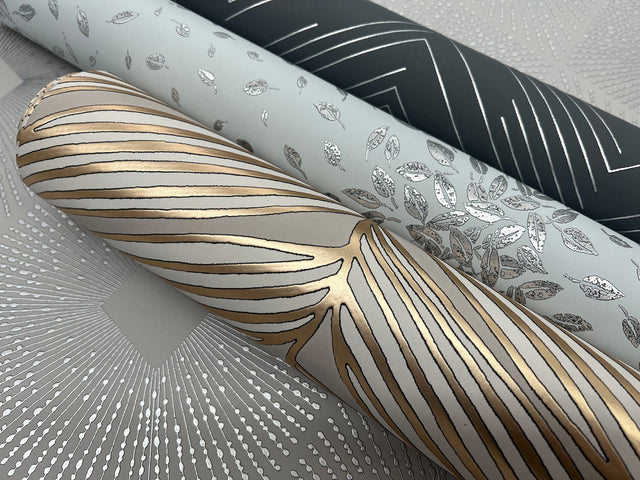 Polished Chevron Charcoal & Silver Wallpaper with Metallic Modern Geometric Chevron - York MD7226