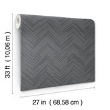 Polished Chevron Charcoal & Silver Wallpaper with Metallic Modern Geometric Chevron - York MD7226
