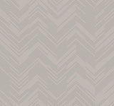 Polished Chevron Taupe & Silver Wallpaper with Metallic Chevron Pattern - York MD7227