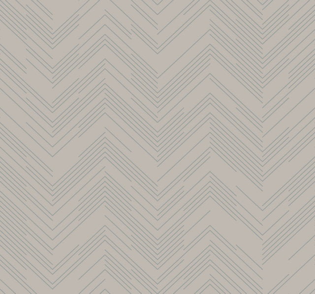 Polished Chevron Taupe & Silver Wallpaper with Metallic Chevron Pattern - York MD7227
