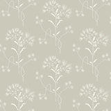 Cupola Wildflower Light Grey & White Wallpaper with Delicate Botanical Motif - York ME1516