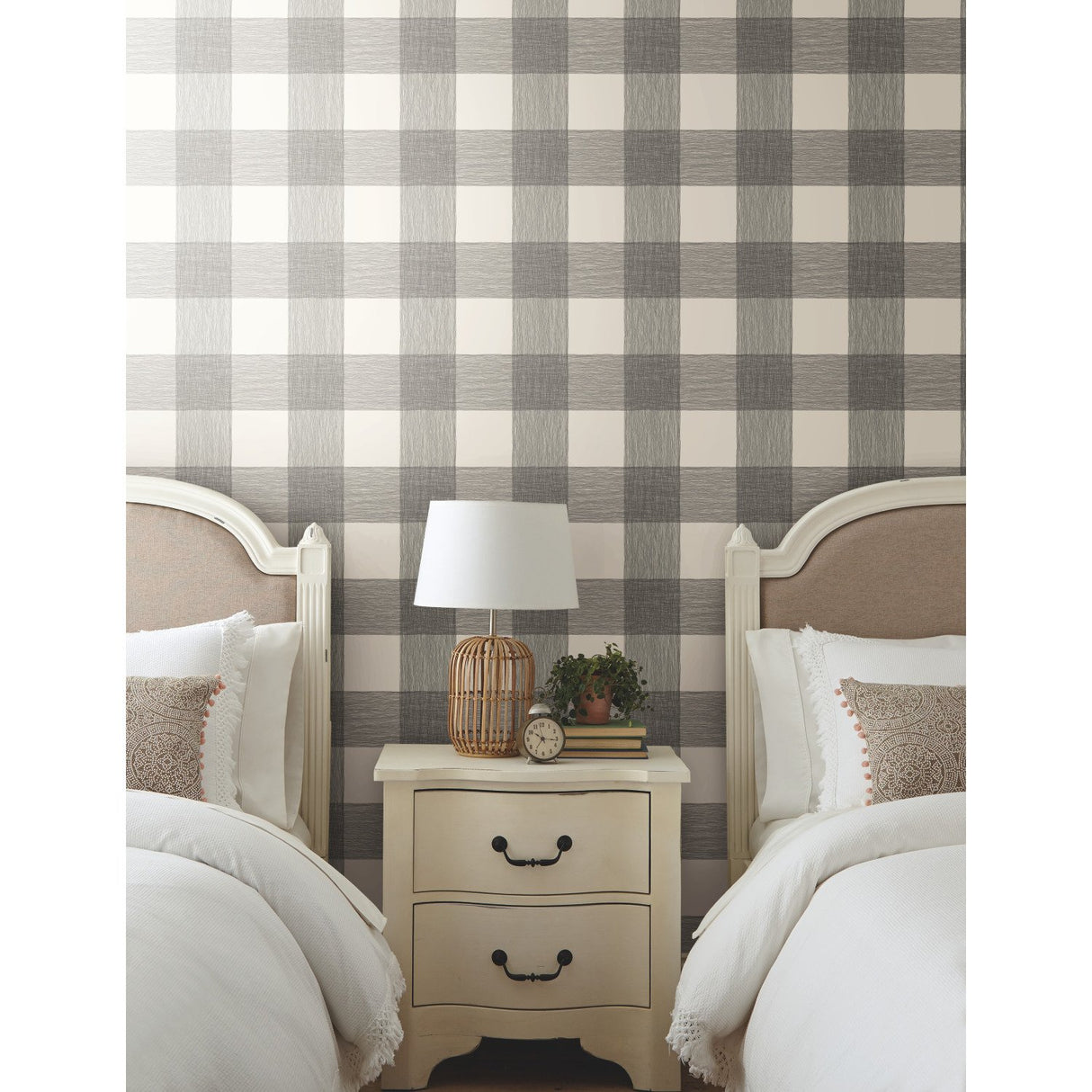 Common Thread Black & White Buffalo Check Prepasted Wallpaper - York ME1520