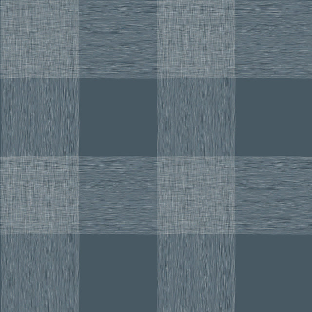 Common Thread Navy & White Plaid Prepasted Wallpaper with Buffalo Check Motif - York ME1522