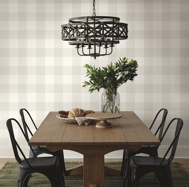 Common Thread Fog Green Plaid Prepasted Wallpaper - York ME1524