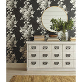 Tea Rose Black & White Wallpaper with Vintage Cabbage Rose Motif - York ME1533