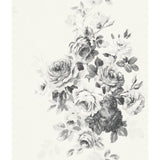 Tea Rose Black & White Wallpaper with Vintage Floral Motif - York ME1534