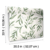 Olive Branch Olive Grove Wallpaper with Botanical Olive Leaf Pattern, Sure Strip Prepasted - York ME1535
