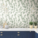 Olive Branch Olive Grove Wallpaper with Botanical Olive Leaf Pattern, Sure Strip Prepasted - York ME1535