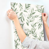 Olive Branch Olive Grove Wallpaper with Botanical Olive Leaf Pattern, Sure Strip Prepasted - York ME1535