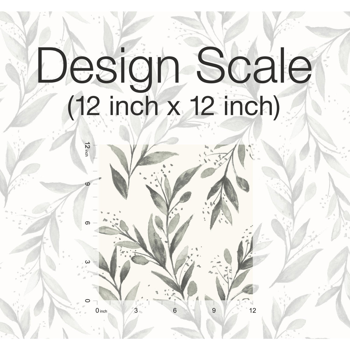 Olive Branch Charcoal Wallpaper with Botanical Olive Leaf Pattern - York ME1537
