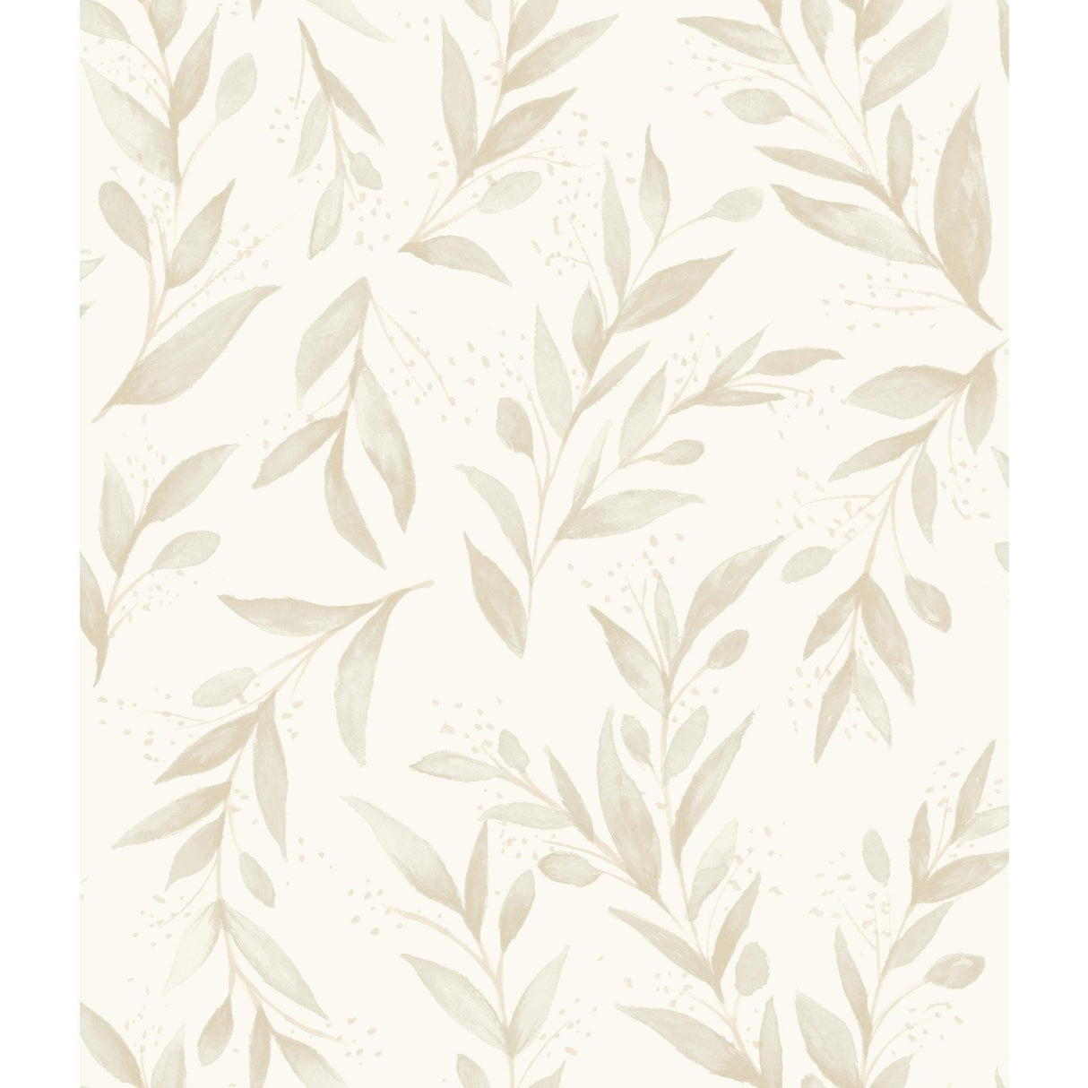 Olive Branch Beige Wallpaper with Botanical Olive Sprig Pattern - Magnolia Home ME1538