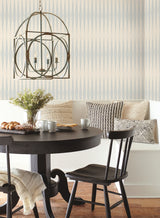 Handloom Baby Blue Wallpaper with Woven Ikat Geometric Motif - York ME1541