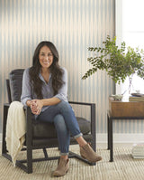 Handloom Baby Blue Wallpaper with Woven Ikat Geometric Motif - York ME1541