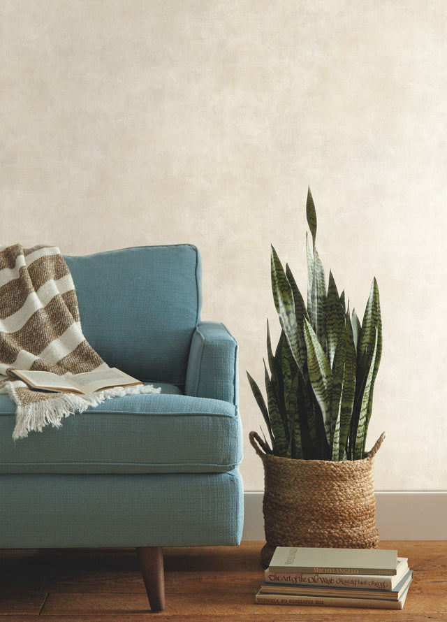 Plaster Finish Cloud Cream Wallpaper with Matte Plaster Texture - York ME1546