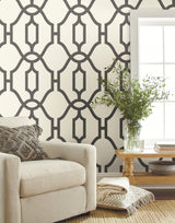 Repurpose Woven Trellis Charcoal Wallpaper with Woven Trellis Geometric - York ME1550