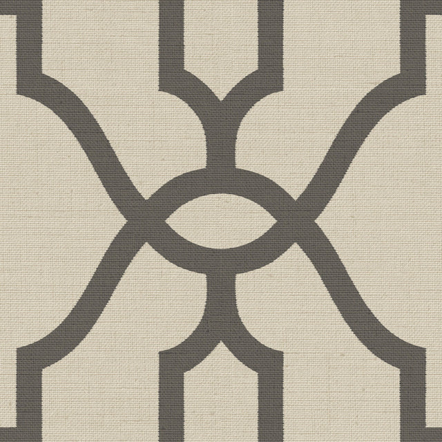Woven Trellis Charcoal on Khaki Prepasted Wallpaper with Geometric Trellis Pattern - York ME1551
