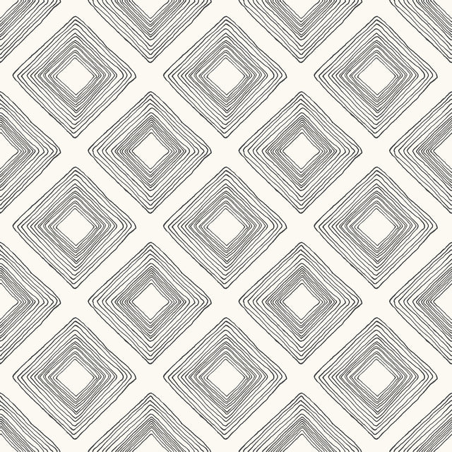 Diamond Sketch Black & White Geometric Prepasted Wallpaper - York ME1579