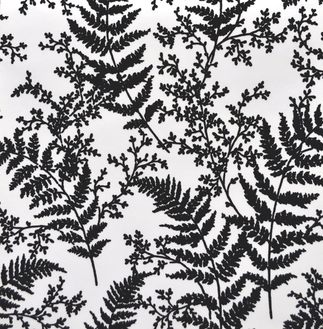 Forest Fern Flock Black Wallpaper with Velvet Flocked Botanical Pattern - York ME1583
