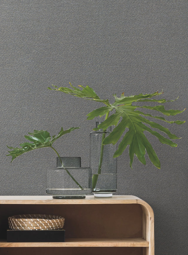 Paper Charcoal Yarn Wallpaper with Linen Texture in Transitional Small Prints - York MF4705MH