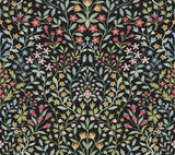 Garden Terrace Black & Multicolor Wallpaper with Botanical Modern Motif - York MF4721