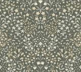 Garden Terrace Olive Wallpaper with Botanical Modern Motif - York MF4722
