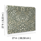 Garden Terrace Olive Wallpaper with Botanical Modern Motif - York MF4722