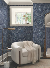 Garden Terrace Blue Wallpaper with Botanical Modern Motif - York MF4723