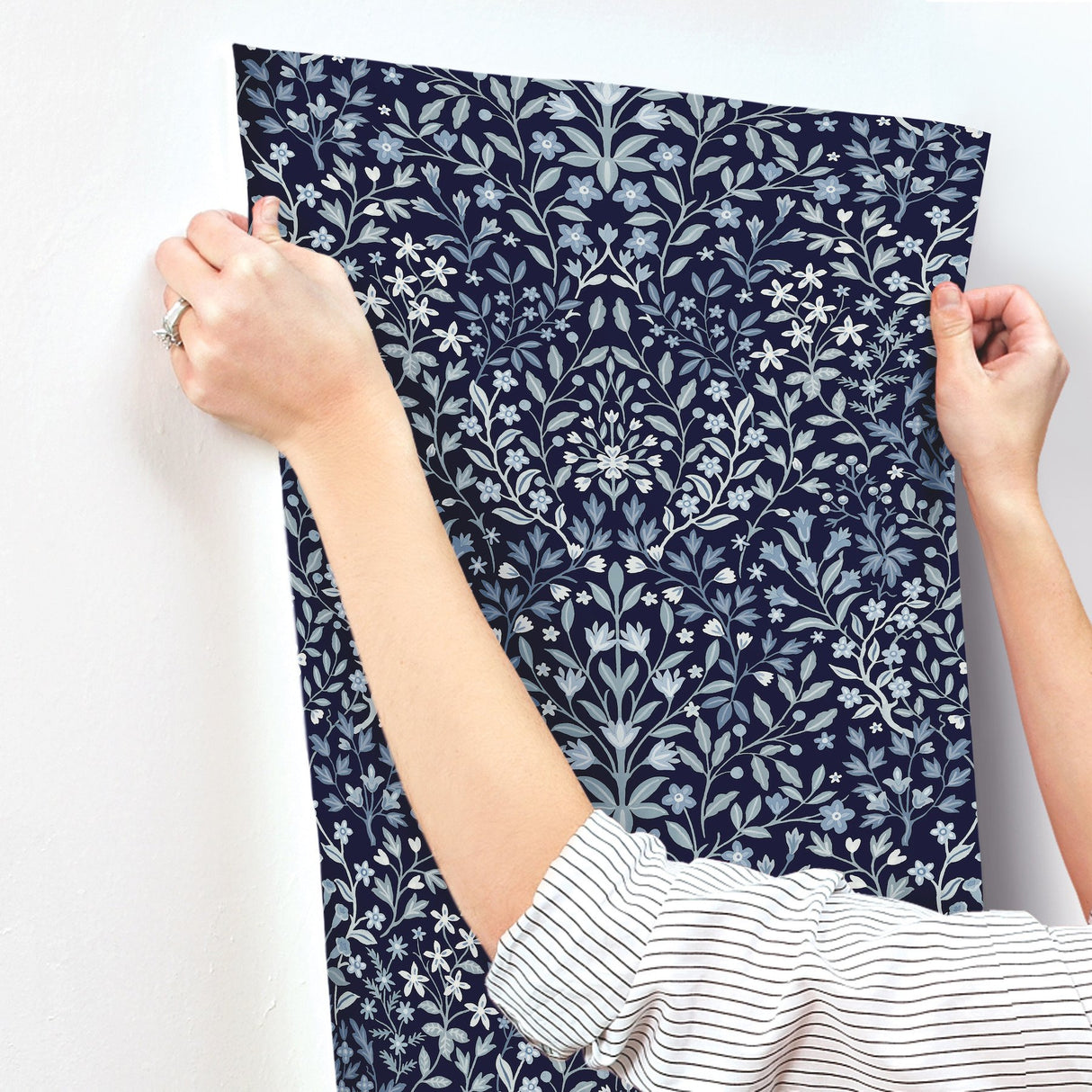 Garden Terrace Blue Wallpaper with Botanical Modern Motif - York MF4723