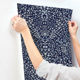 Garden Terrace Blue Wallpaper with Botanical Modern Motif - York MF4723