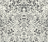 Garden Terrace White & Black Botanical Modern Prepasted Wallpaper - York MF4724