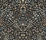 Garden Terrace Black & Neutral Wallpaper with Modern Botanical Pattern - York MF4725