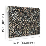 Garden Terrace Black & Neutral Wallpaper with Modern Botanical Pattern - York MF4725