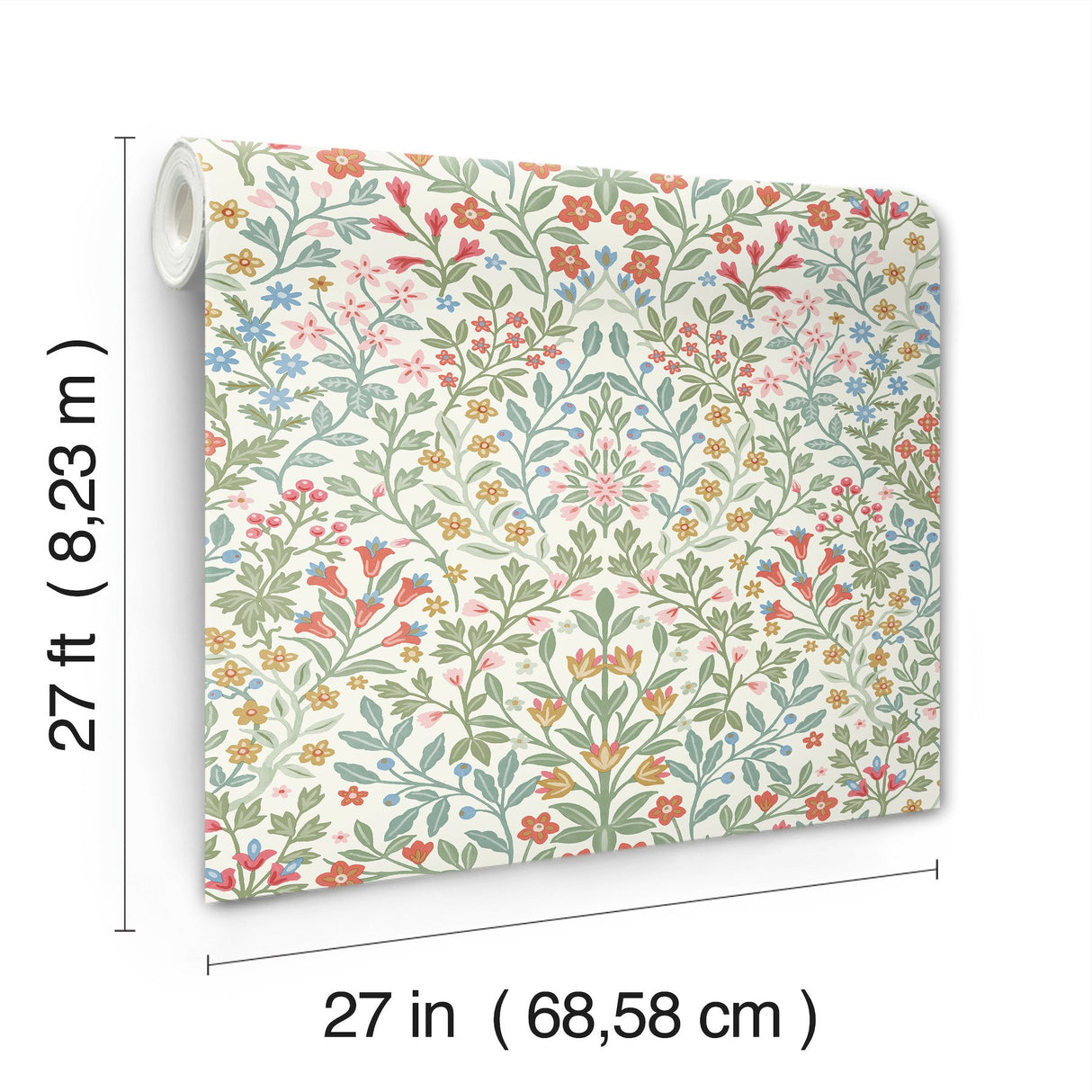 Garden Terrace White & Multicolor Wallpaper with Modern Botanical Pattern - York MF4726