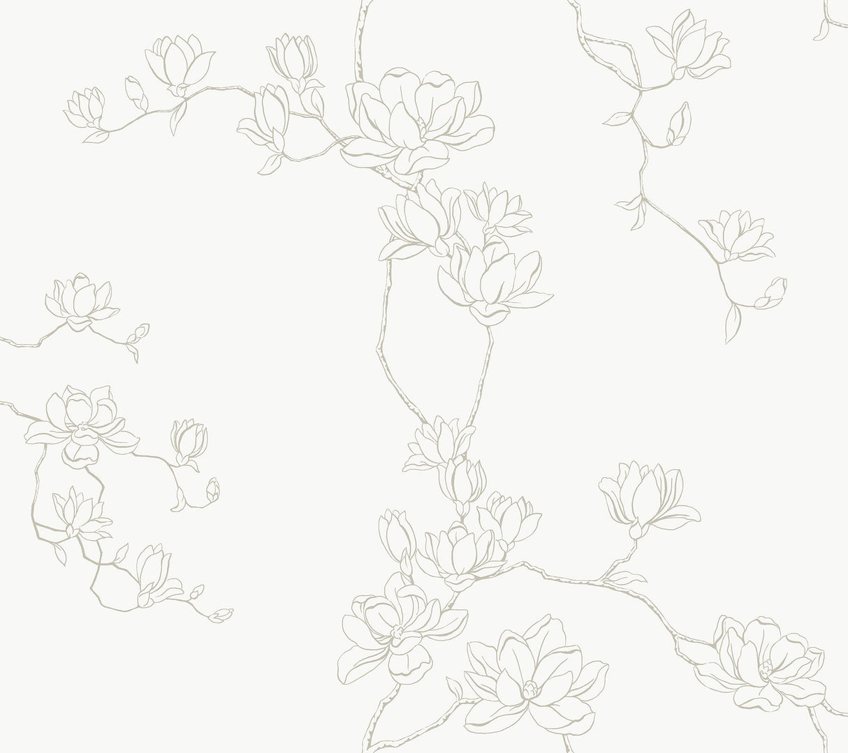 Magnolia Branches Beige Prepasted Wallpaper with Botanical Farmhouse Style - York MF4732