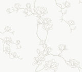 Magnolia Branches Beige Prepasted Wallpaper with Botanical Farmhouse Style - York MF4732