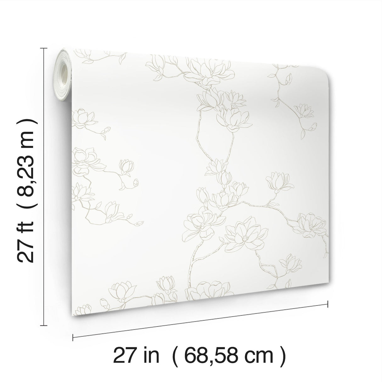 Magnolia Branches Beige Prepasted Wallpaper with Botanical Farmhouse Style - York MF4732