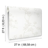Magnolia Branches Beige Prepasted Wallpaper with Botanical Farmhouse Style - York MF4732