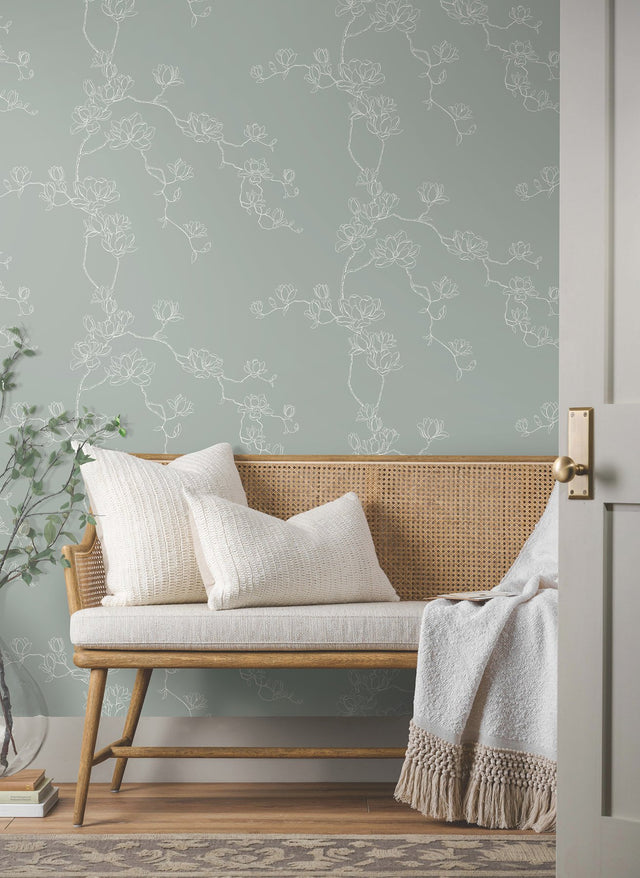 Magnolia Home Magnolia Eucalyptus Branches Wallpaper Eucalyptus with Botanical Farmhouse Style - York MF4734