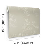 Magnolia Taupe Branches Wallpaper with Botanical Magnolia Branch Motif - York MF4736